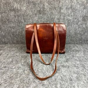 Vintage Leather Venice Elegant Brown Leather Shoulder Bag Made in Italy